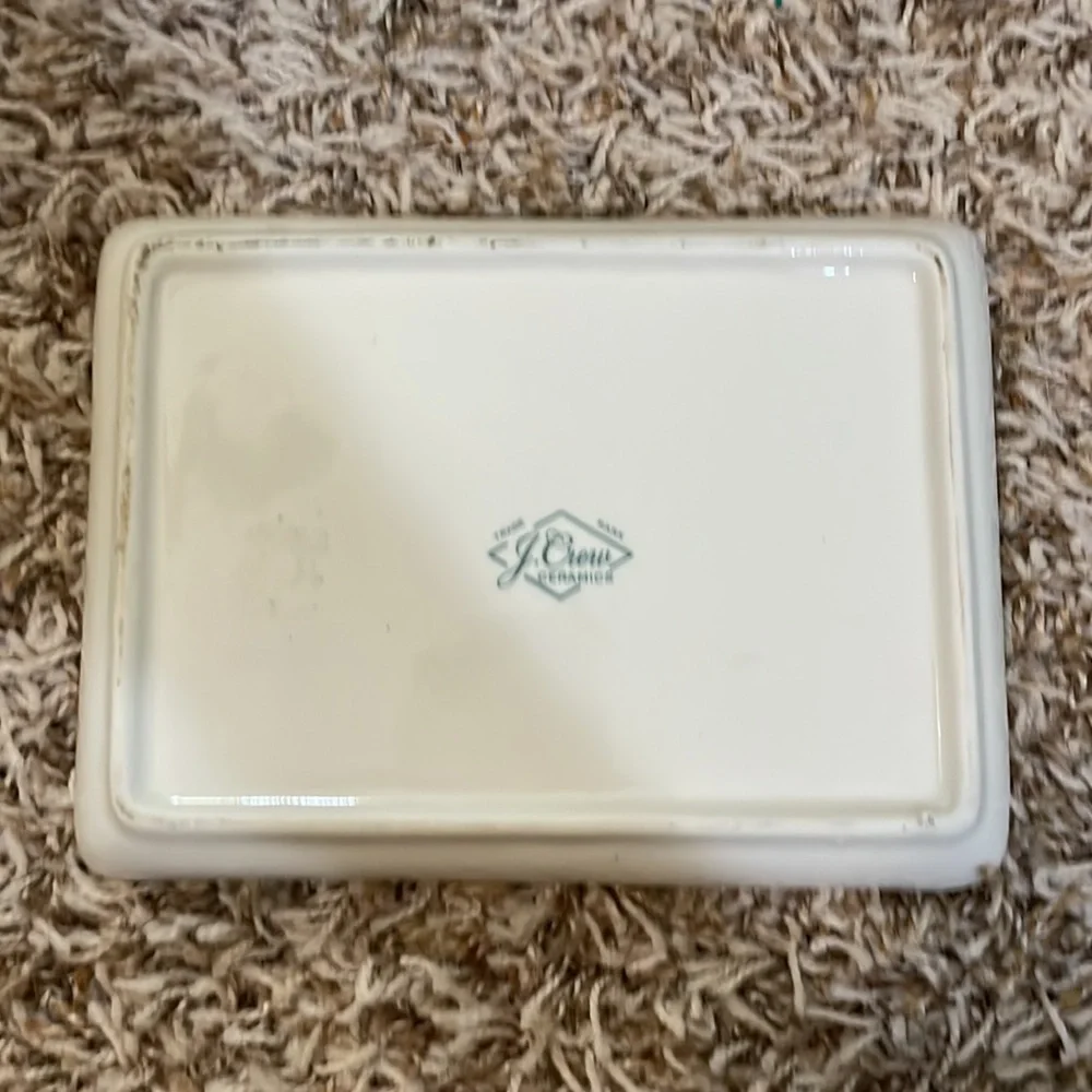 J. Crew Ceramics Catch All Tray Nautical Batik Rope - White & Teal